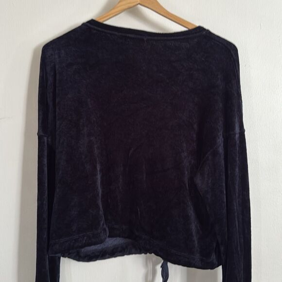 Stateside Anthropologie Black Velour Pullover XS Drawstring Hem‎ Crew Neck - Picture 2 of 7